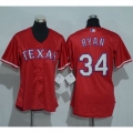 Rangers #34 Nolan Ryan Red Women's Alternate Stitched MLB Jersey