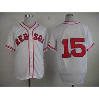 Red Sox #15 Dustin Pedroia White 1936 Turn Back The Clock Stitched MLB Jersey