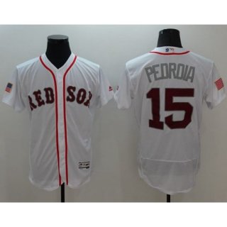 Red Sox #15 Dustin Pedroia White Fashion Stars & Stripes Flexbase Authentic Stitched MLB Jersey