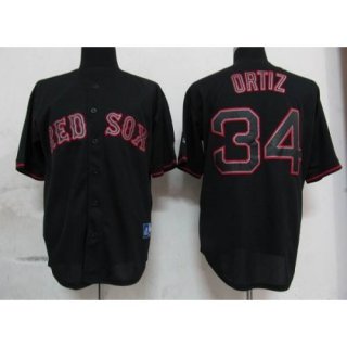 Red Sox #34 David Ortiz Black Fashion Stitched MLB Jersey