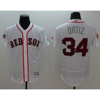 Red Sox #34 David Ortiz White Fashion Stars & Stripes Flexbase Authentic Stitched MLB Jersey