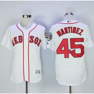 Red Sox #45 Pedro Martinez White Flexbase Authentic Collection Stitched MLB Jersey