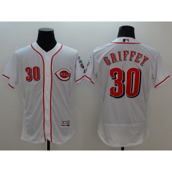 Reds #30 Ken Griffey White Flexbase Authentic Collection Stitched MLB Jersey