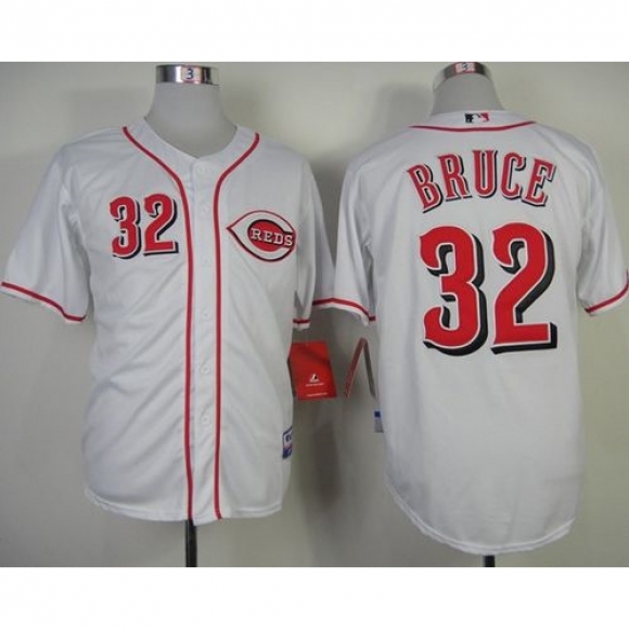 Reds #32 Jay Bruce White Cool Base Stitched MLB Jersey