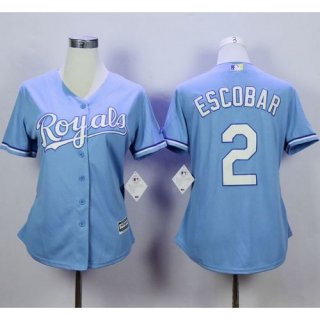 Royals #2 Alcides Escobar Light Blue Home Women's Stitched MLB Jersey