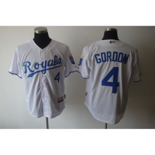 Royals #4 Alex Gordon White Cool Base Stitched MLB Jersey