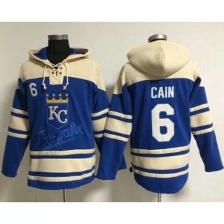 Royals #6 Lorenzo Cain Light Blue Sawyer Hooded Sweatshirt MLB Hoodie