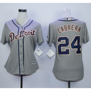 Tigers #24 Miguel Cabrera Grey Road Women's Stitched MLB Jersey