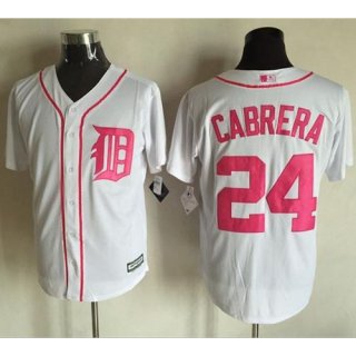 Tigers #24 Miguel Cabrera White New Cool Base 2016 Mother's Day Stitched MLB Jersey