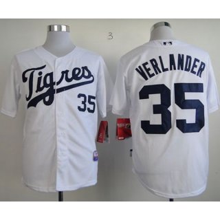 Tigers #35 Justin Verlander White Home "Los Tigres" Stitched MLB Jersey