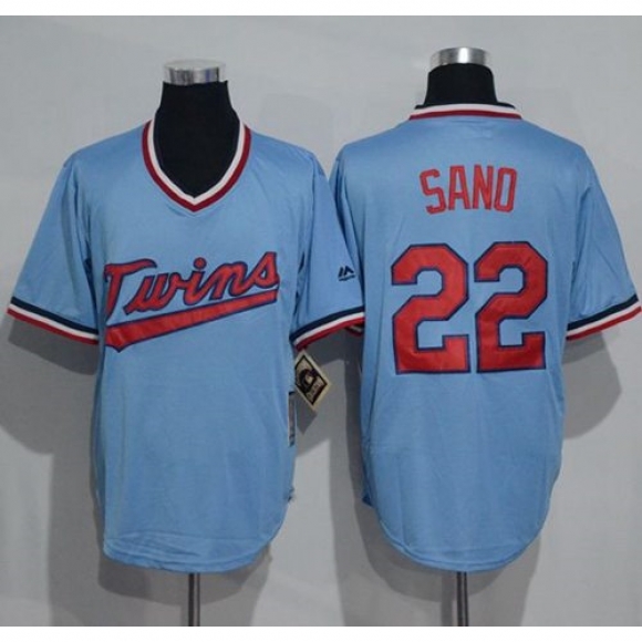 Twins #22 Miguel Sano Light Blue Cooperstown Throwback Stitched MLB Jersey