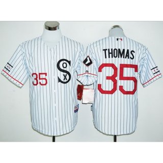 White Sox #35 Frank Thomas White(Black Strip) Cooperstown Stitched MLB Jersey