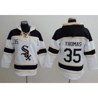White Sox #35 Frank Thomas White Sawyer Hooded Sweatshirt MLB Hoodie