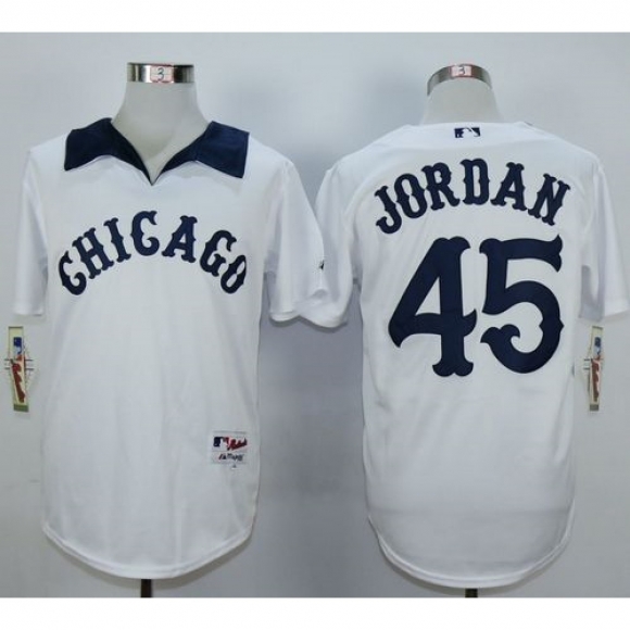 White Sox #45 Michael Jordan White 1976 Turn Back The Clock Stitched MLB Jersey
