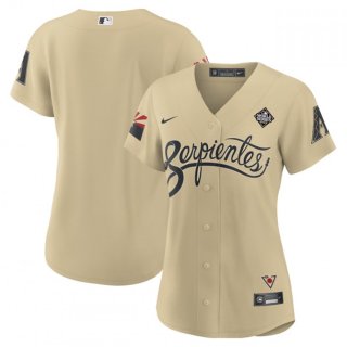 Women's Arizona Diamondbacks Blank Cream 2023 World Series City Connect Stitched Baseball Jersey(Run Small)