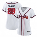 Women's Atlanta Braves #28 Matt Olson White Cool Base Stitched Jersey(Run Small)