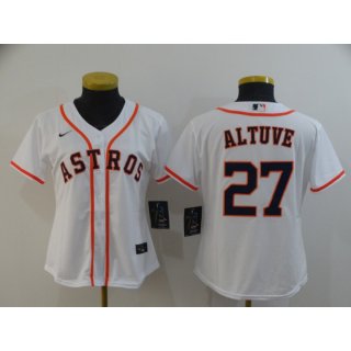 Women's Houston Astros #27 Jose Altuve 2020 White Cool Base Stitched MLB Jersey(Run Small)
