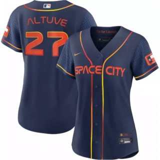 Women's Houston Astros #27 Jose Altuve 2022 Navy City Connect Stitched Jersey(Run Small)