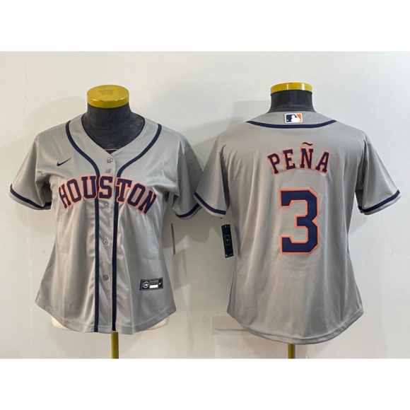Women's Houston Astros #3 Jeremy Pena Gray Cool Base Stitched Baseball Jersey(Run Small)