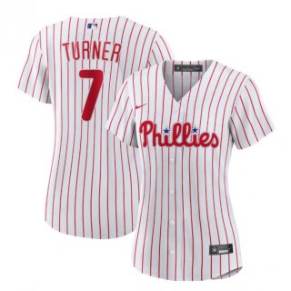 Women's Philadelphia Phillies #7 Trea Turner White Stitched Baseball Jersey(Run Small)