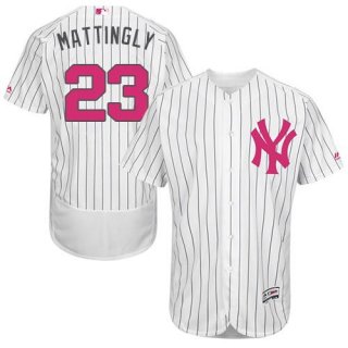 Yankees #23 Don Mattingly White Strip Flexbase Authentic Collection 2016 Mother's Day Stitched MLB Jersey