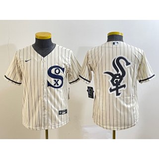 Youth Chicago White Sox Cream Team Big Logo Stitched Jersey 01