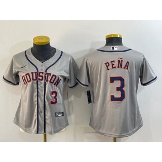 Youth Houston Astros #3 Jeremy Pena Gray Cool Base Stitched Jersey