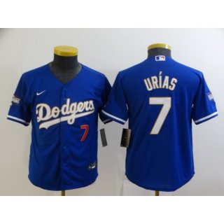 Youth Los Angeles Dodgers #7 Julio Urias Royal Cool Base Stitched Baseball Jersey