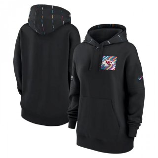 Women's Kansas City Chiefs Black 2023 Crucial Catch Club Pullover Hoodie(Run Small)