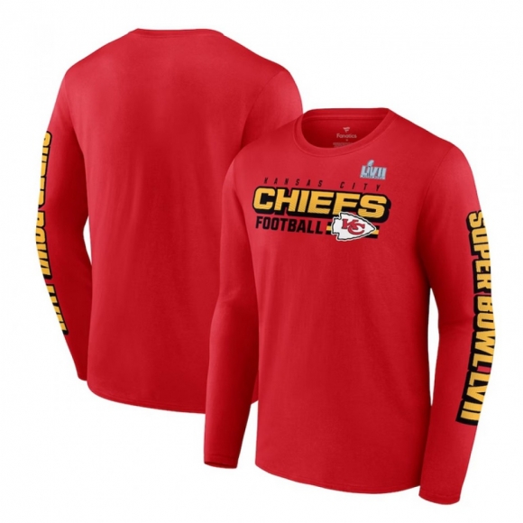 Men's Kansas City Chiefs Red Super Bowl LVII Star Trail Long Sleeve T-Shirt