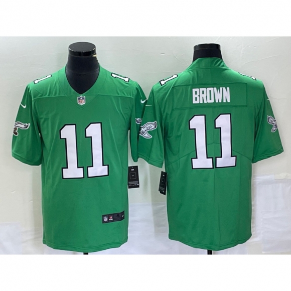 Men's Philadelphia Eagles #11 A. J. Brown Green Stitched Football Jersey