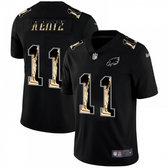 Men's Philadelphia Eagles #11 Carson Wentz 2019 Black Statue of Liberty Limited Stitched NFL Jersey