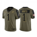 Men's Philadelphia Eagles #1 Jalen Hurts 2021 Olive Salute To Service Limited Stitched Jersey